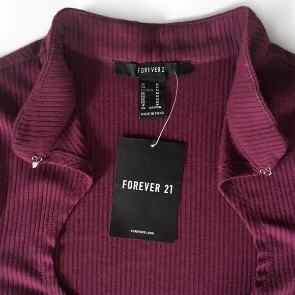 F21 ribbed keyhole bodysuit in wine / burgundy - Picture 5 of 5